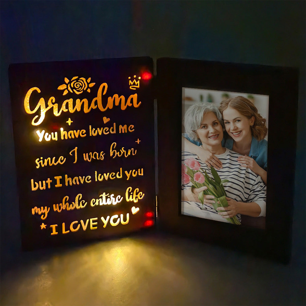 Personalizowana ramka ze zdjęciem i światłem na prezent dla rodziców lub ukochanej
