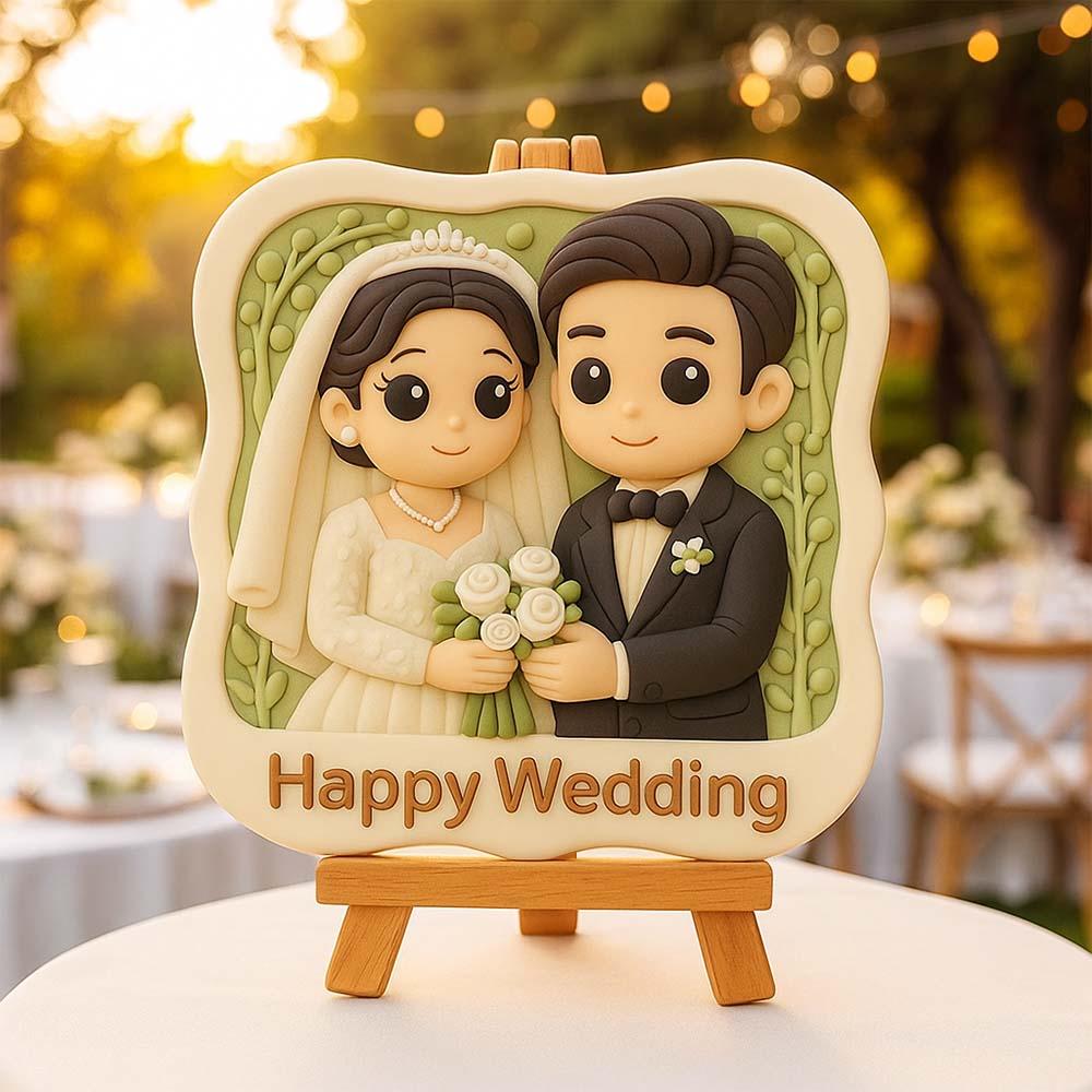 Personalizowana mini figurka 3D z drewnianym stojakiem na prezent urodzinowy