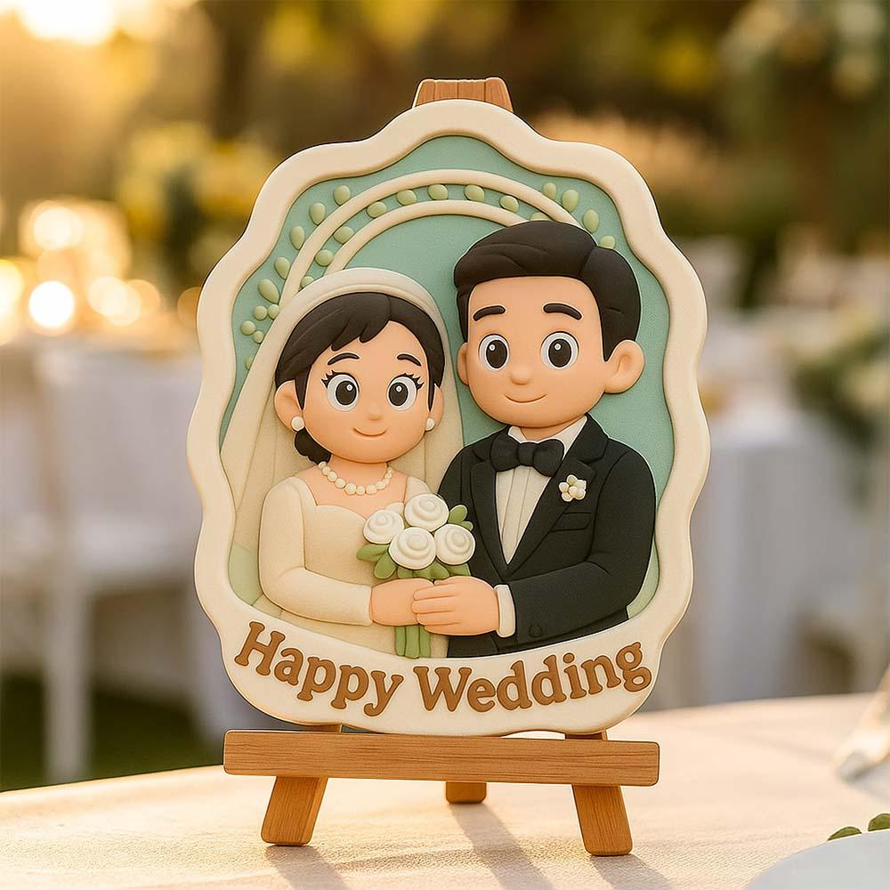 Personalizowana mini figurka 3D z drewnianym stojakiem na prezent urodzinowy
