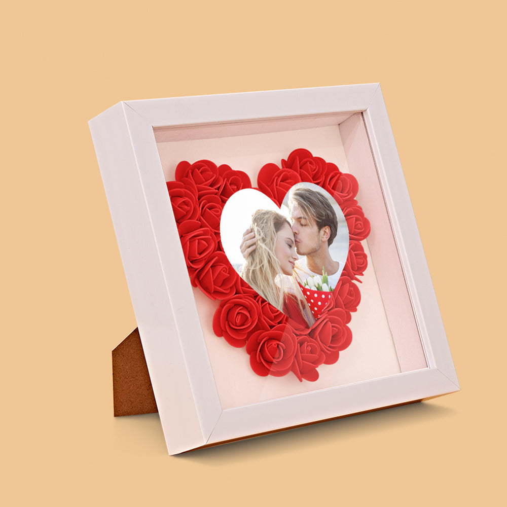 Personalizowana ramka na zdjęcia z kwiatami, prezent na rocznicę lub ślub