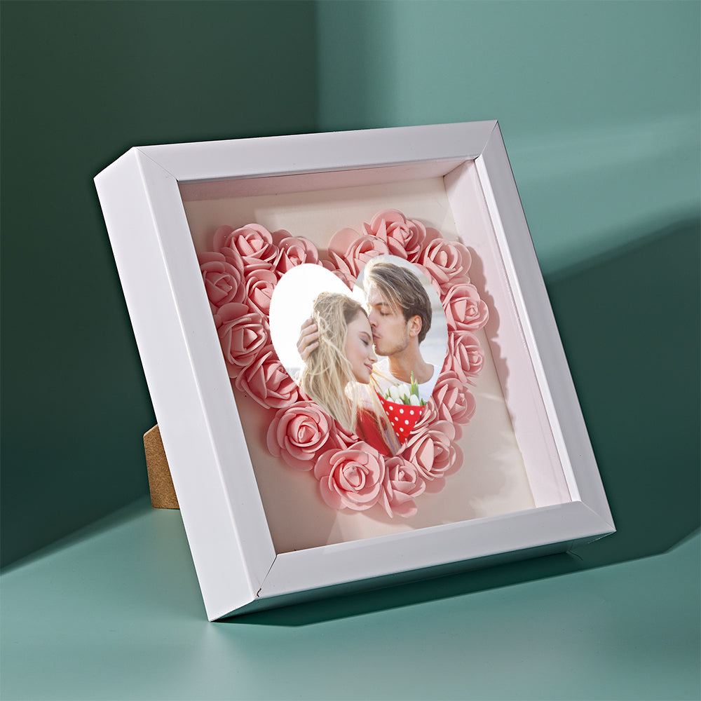 Personalizowana ramka na zdjęcia z kwiatami, prezent na rocznicę lub ślub
