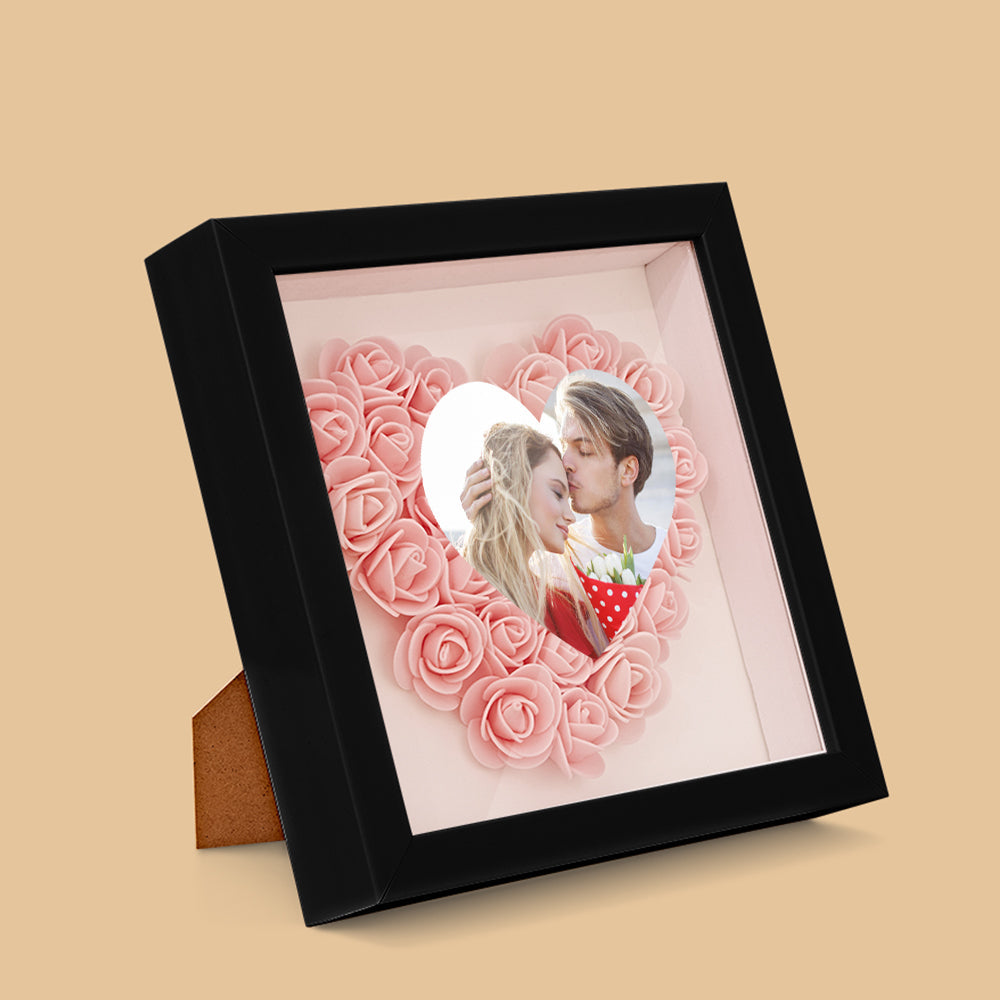Personalizowana ramka na zdjęcia z kwiatami, prezent na rocznicę lub ślub