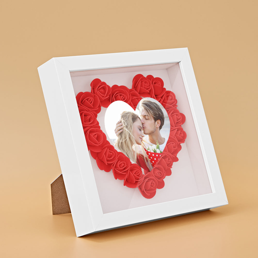 Personalizowana ramka na zdjęcia z kwiatami, prezent na rocznicę lub ślub