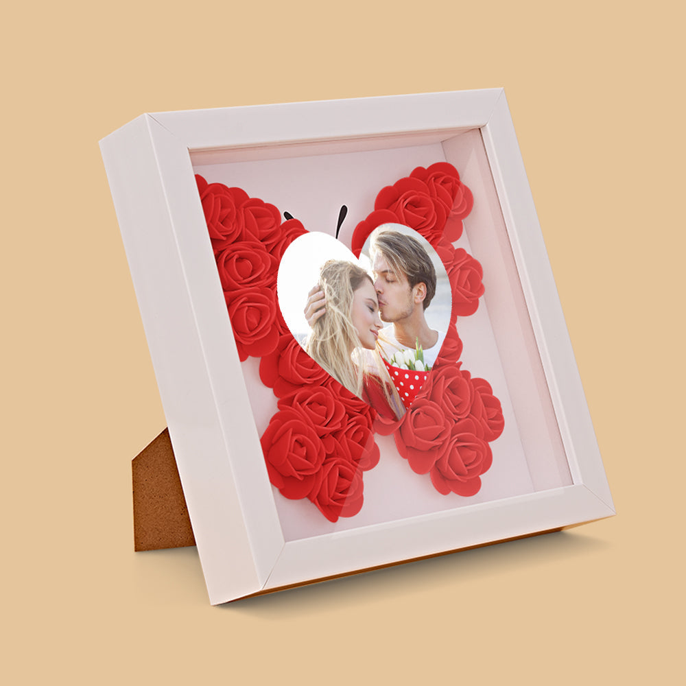 Personalizowana ramka na zdjęcia z kwiatami, prezent na rocznicę lub ślub