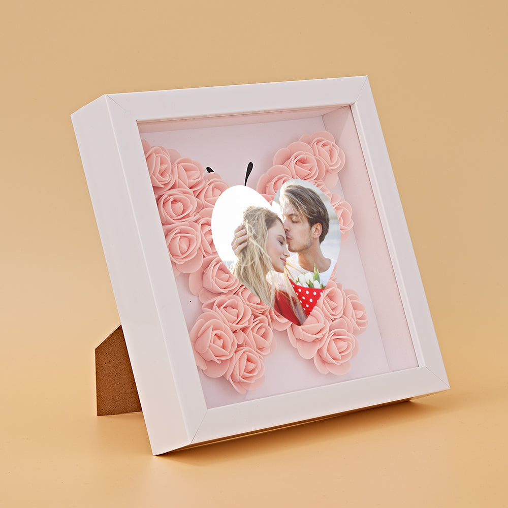 Personalizowana ramka na zdjęcia z kwiatami, prezent na rocznicę lub ślub
