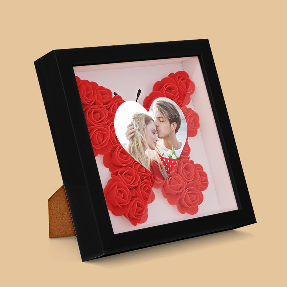 Personalizowana ramka na zdjęcia z kwiatami, prezent na rocznicę lub ślub