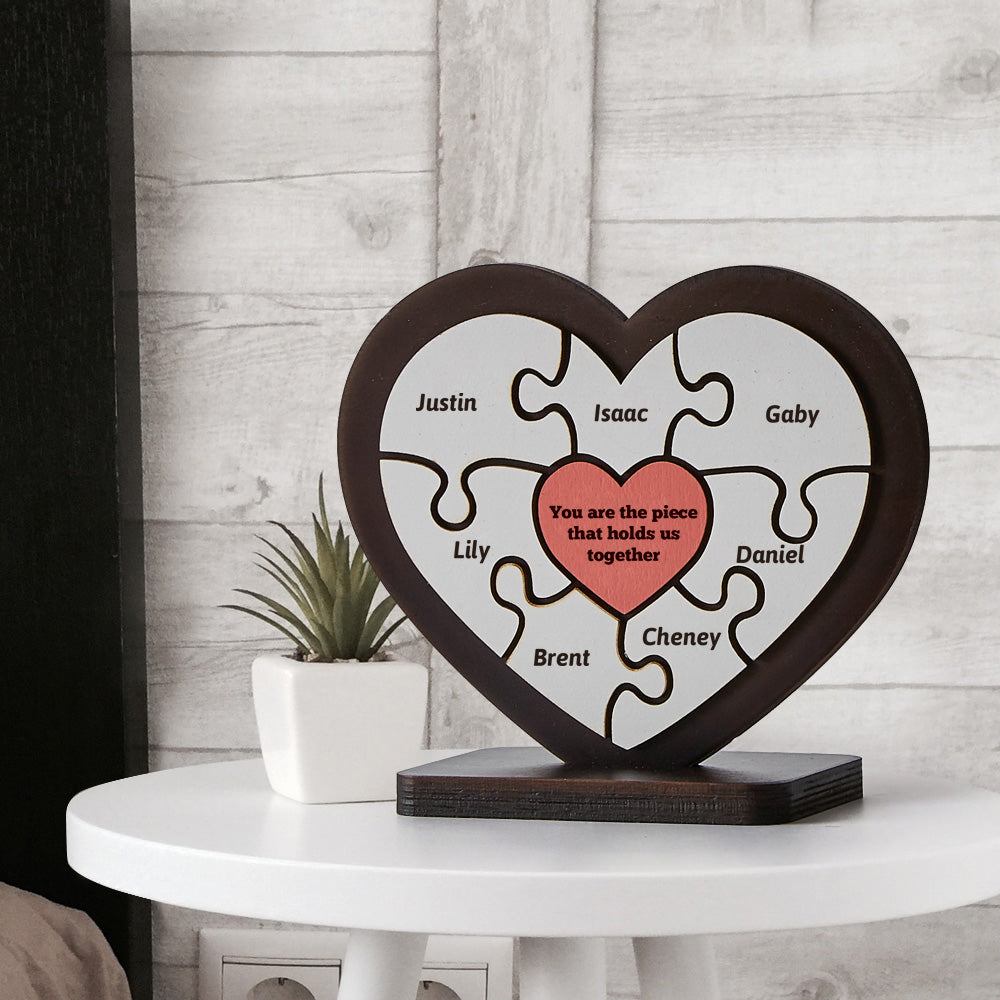 Personalizowana drewniana układanka serce na prezent dla Mamy na Dzień Matki