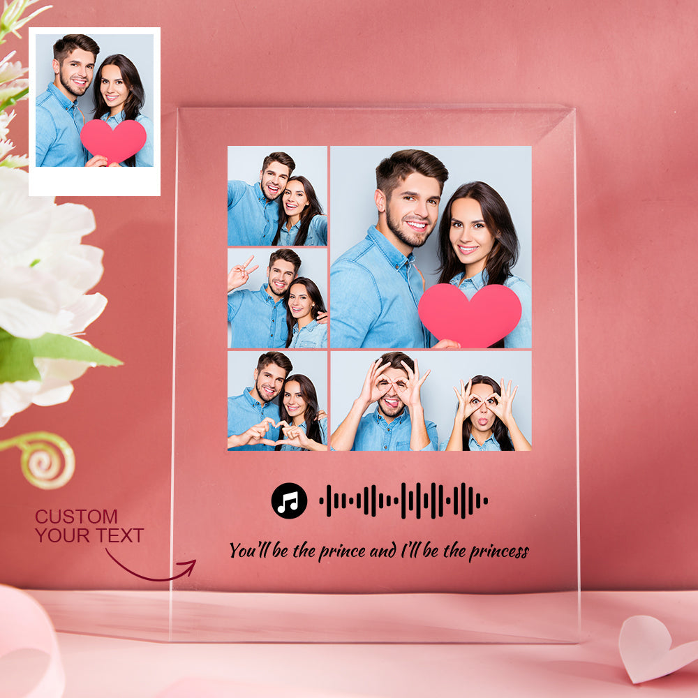 Personalizowana tablica ze zdjęciem i kodem muzycznym, prezent dla ukochanej