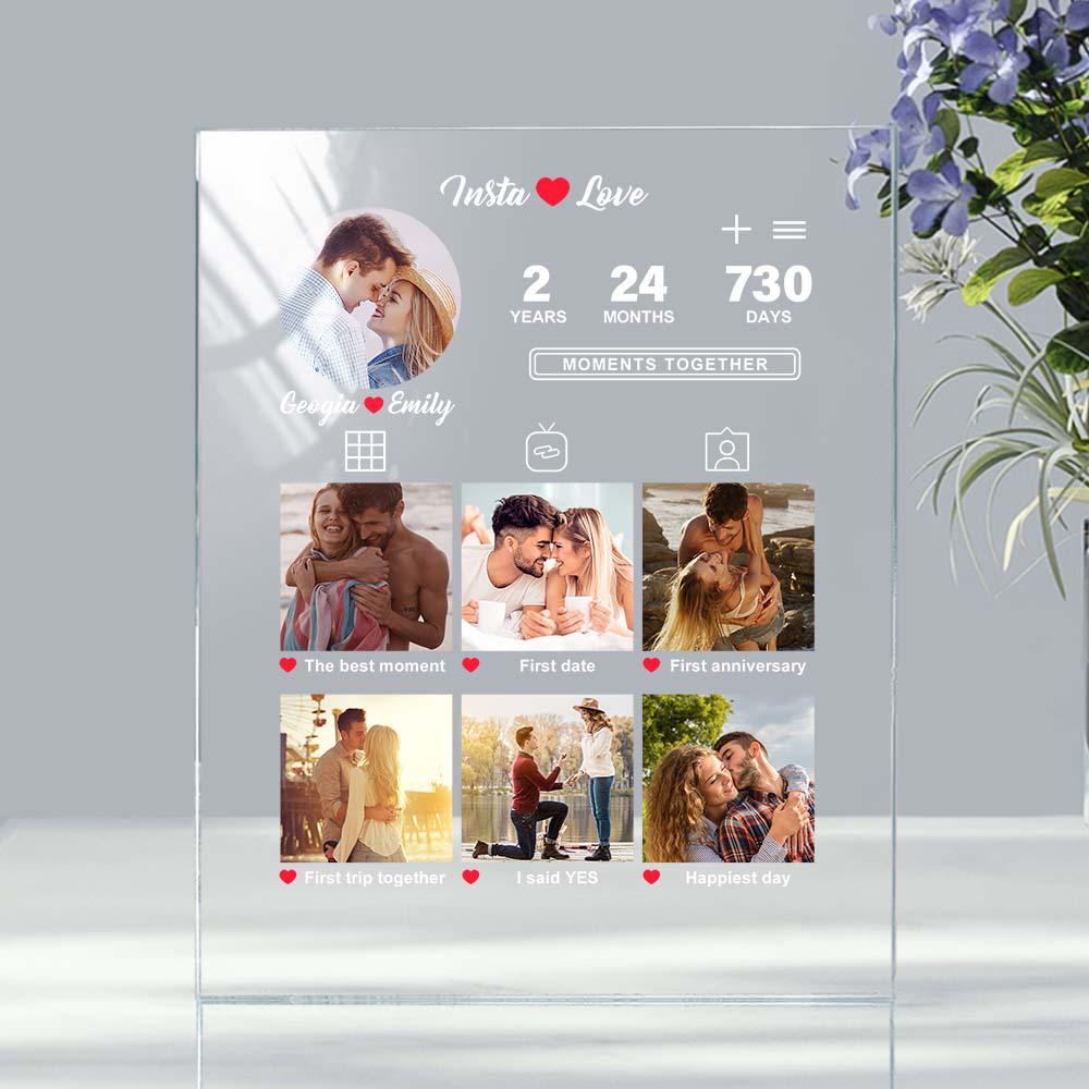 Personalizowana tablica akrylowa na rocznicę dla niego i dla niej z zdjęciem