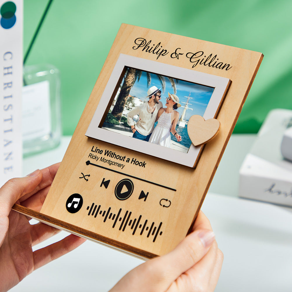 Personalizowana ramka na zdjęcia z kodem muzycznym, prezent na Walentynki
