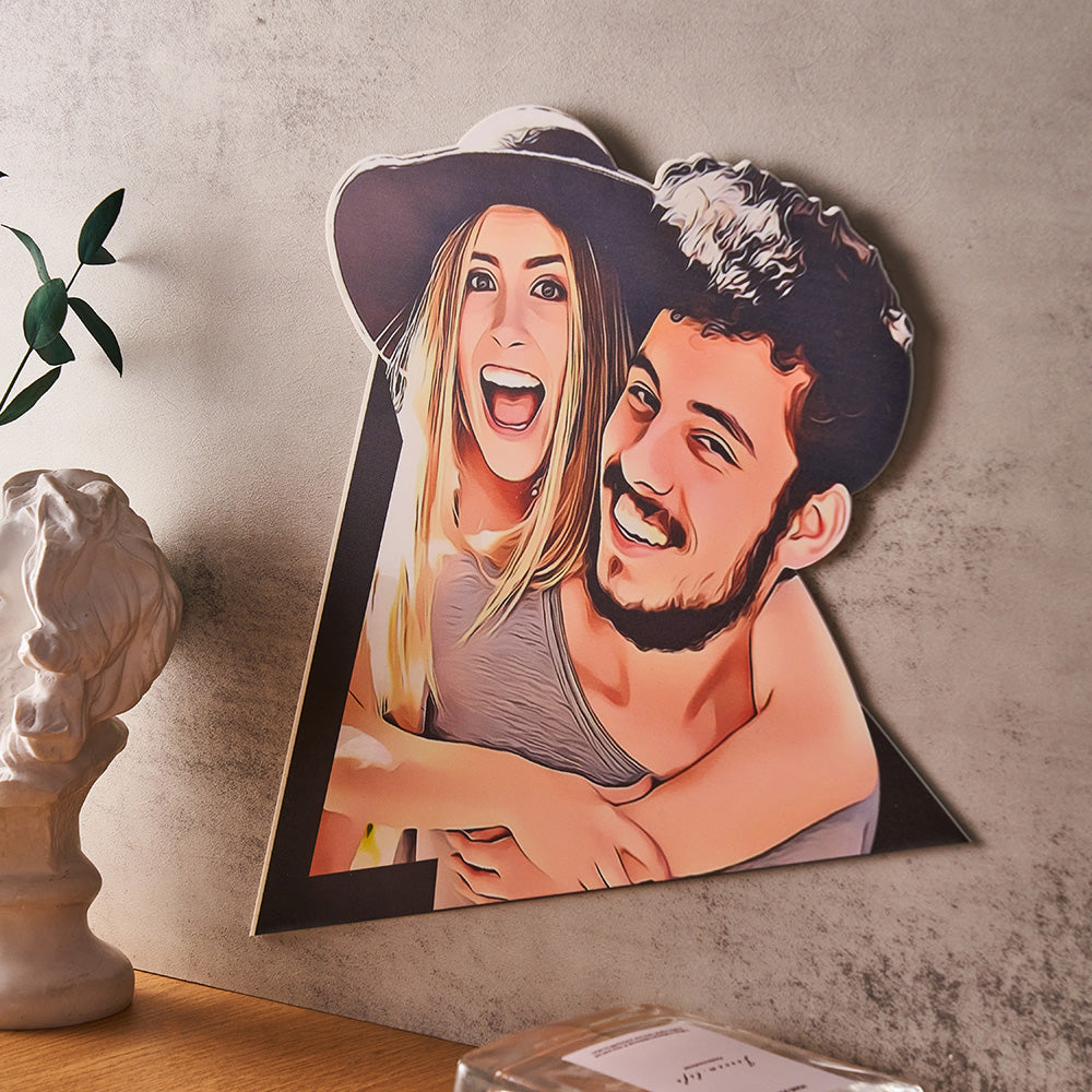 Personalizowana dekoracja ścienna z rysunkiem pary, prezent na rocznicę