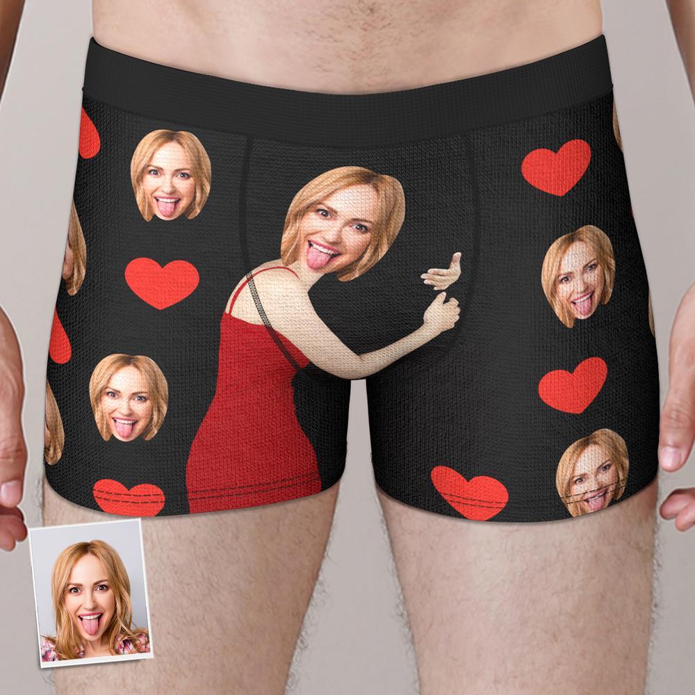 Personalizowane bokserki z sercem dla niego na rocznicę, zabawny prezent