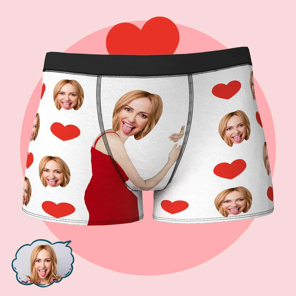 Personalizowane bokserki z sercem dla niego na rocznicę, zabawny prezent