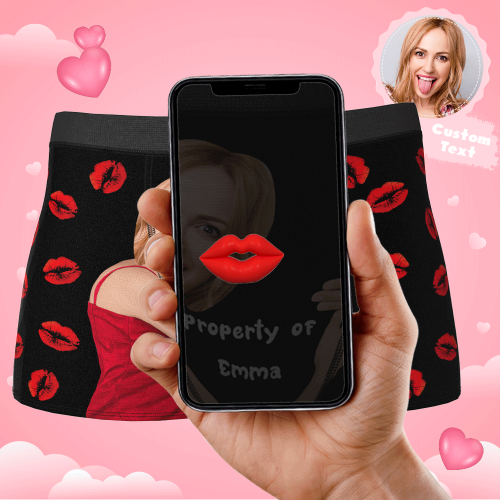 Personalizowane bokserki z czerwonymi ustami z imieniem na prezent dla niego