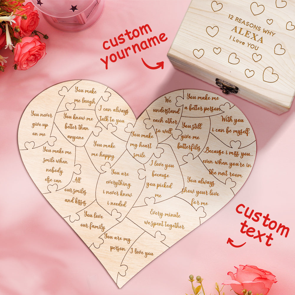 Personalizowana drewniana układanka z pudełkiem na prezent dla ukochanej osoby