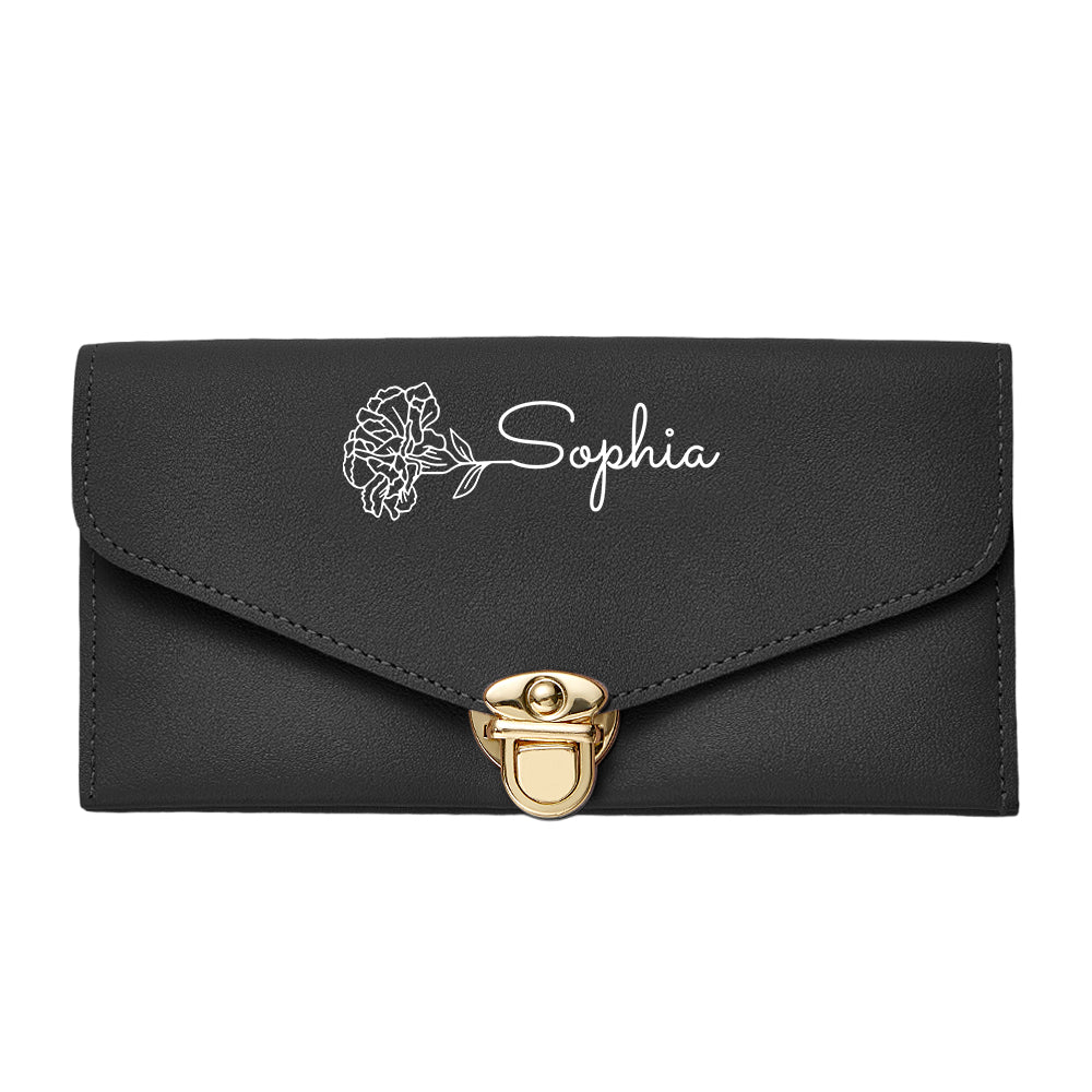 Portfel na Dzień Babci - prezent dla babci z imieniem i kwiatem urodzinowym