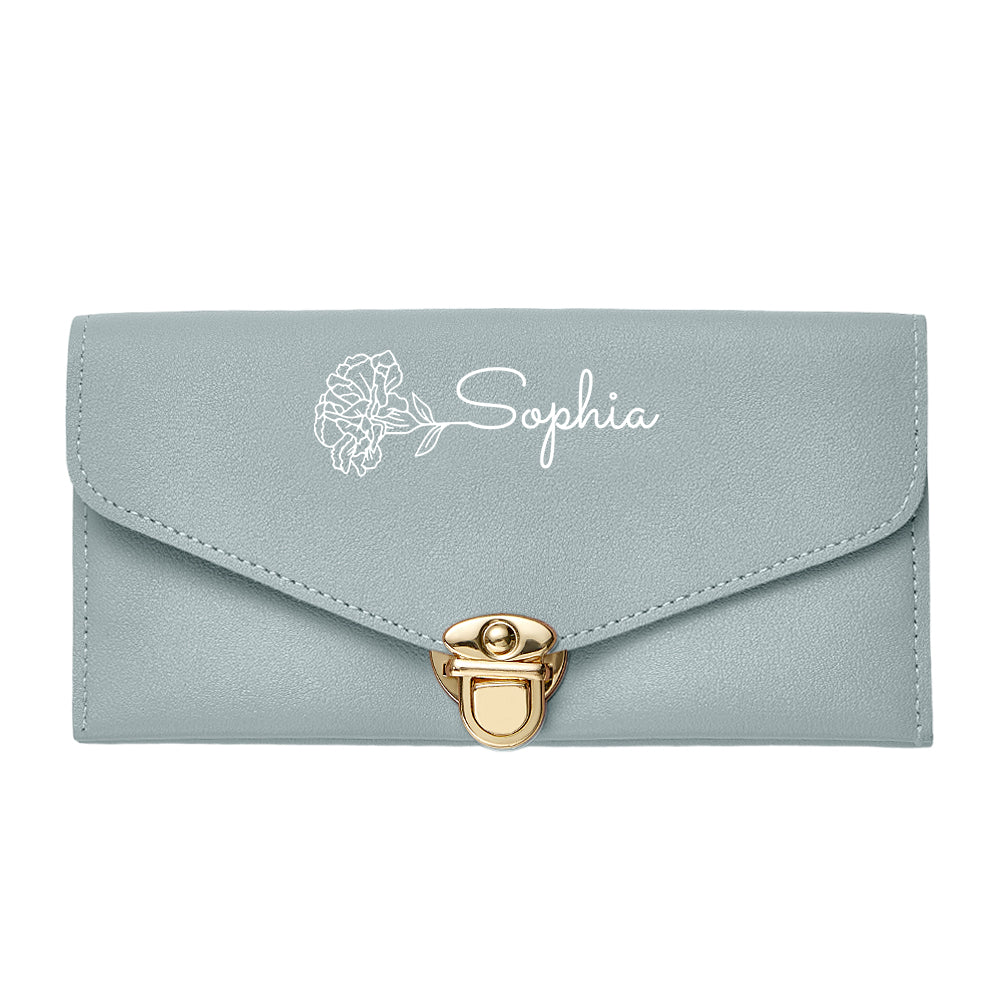 Portfel na Dzień Babci - prezent dla babci z imieniem i kwiatem urodzinowym