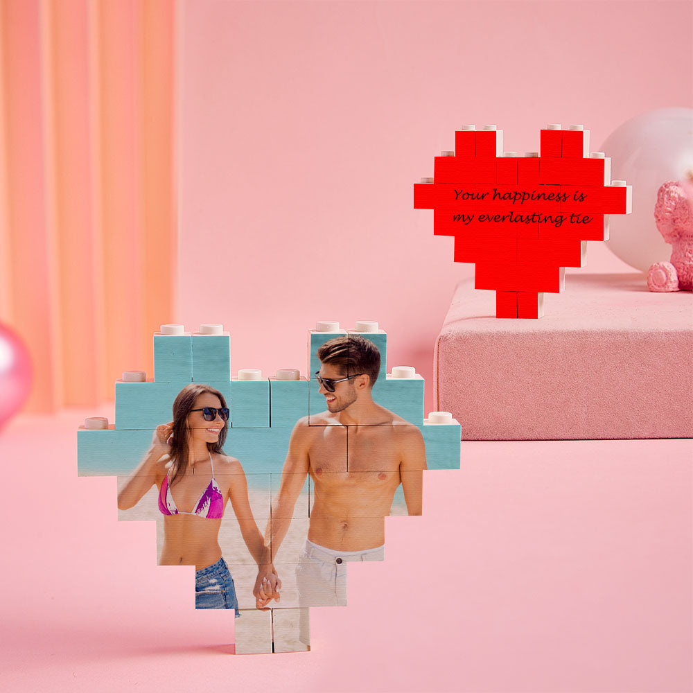 Personalizowany blok serca z nadrukiem na prezent dla pary, rocznica