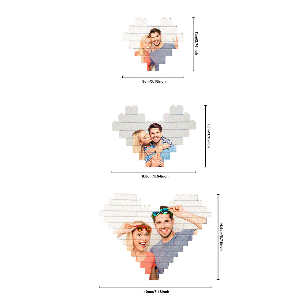 Personalizowane puzzle z klocków w kształcie serca na prezent dla pary