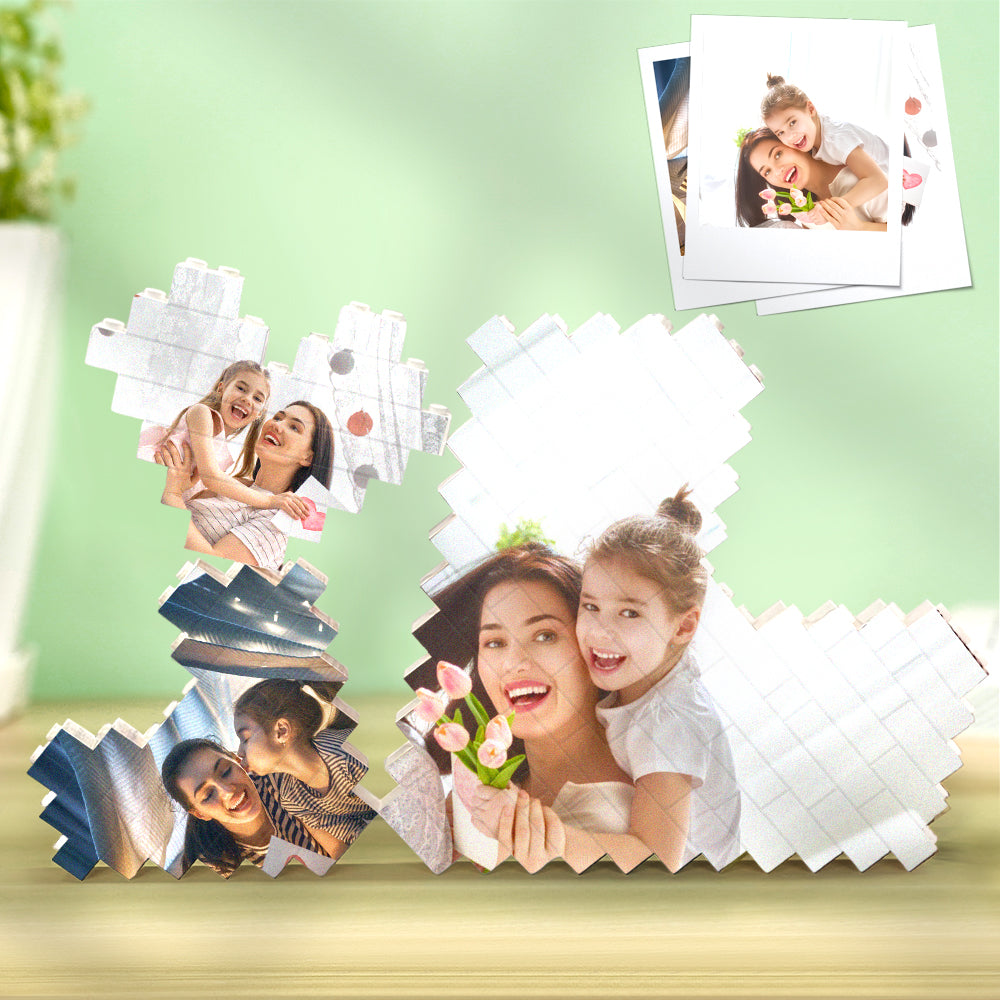 Personalizowane puzzle z klocków w kształcie serca na prezent dla pary