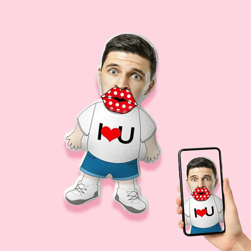 Custom Face Pillow Female I LOVE U Pillow Personalized Face MinIMe Pillow