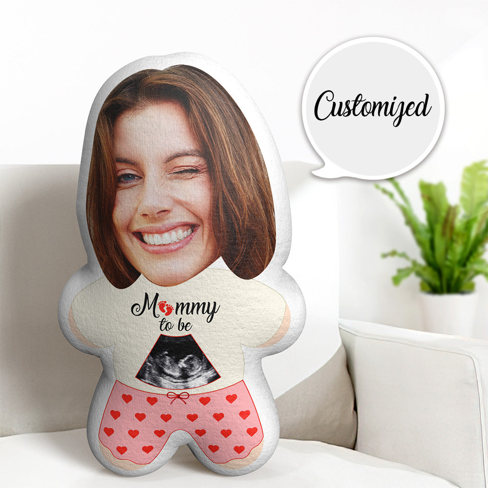 Custom Face Minime Throw Pillow Personalised Ultrasound Photo Gifts for Mom Doll