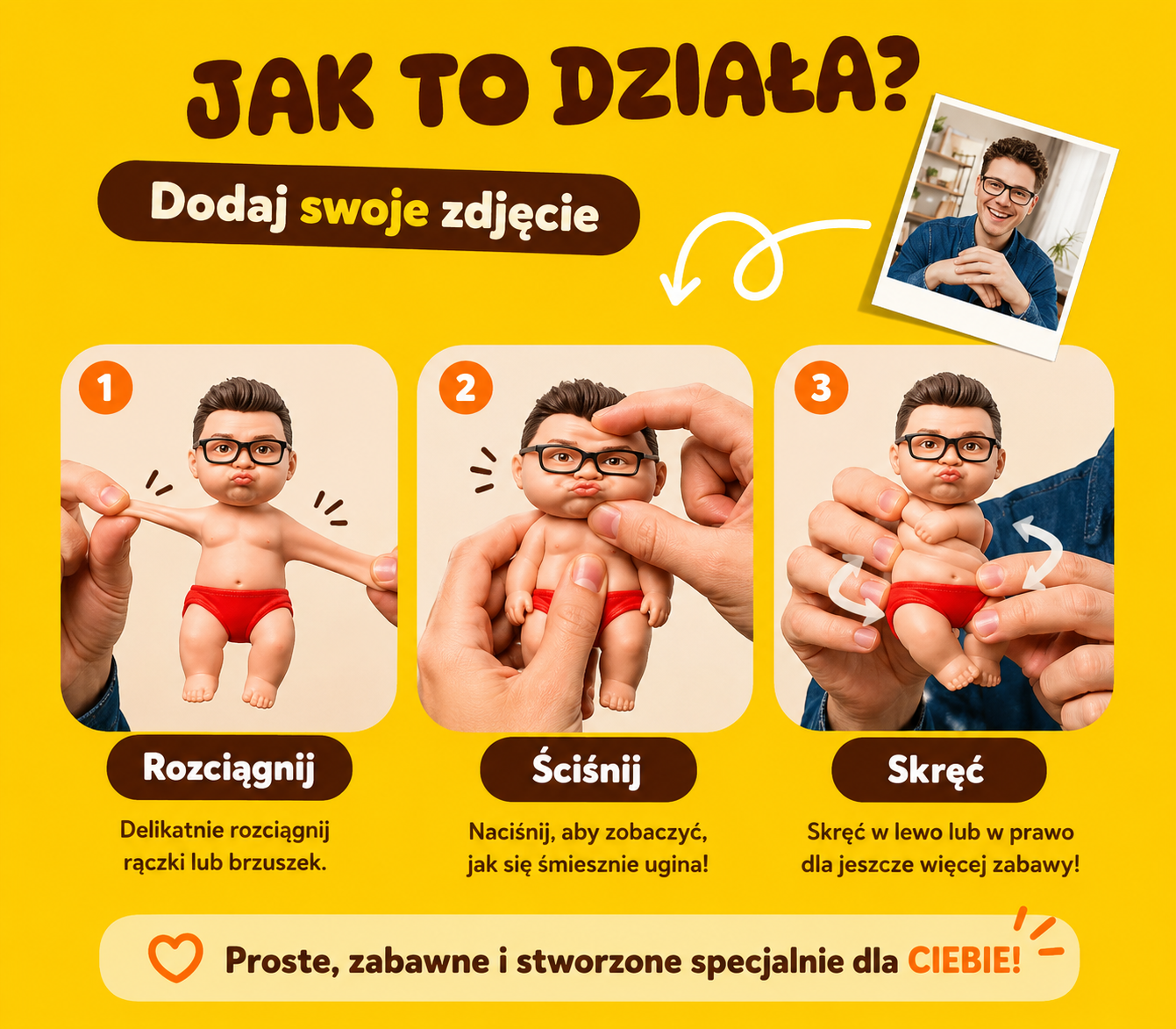 Mini Laleczka z Twoją Twarzą – Śmieszny Personalizowany Prezent
