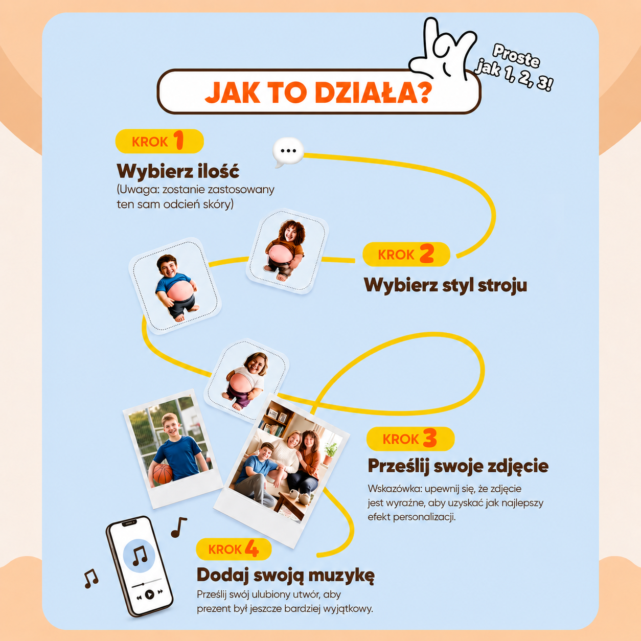 Personalizowany Magnet Muzyczny ze Zdjęciem i Miękkim Brzuszkiem