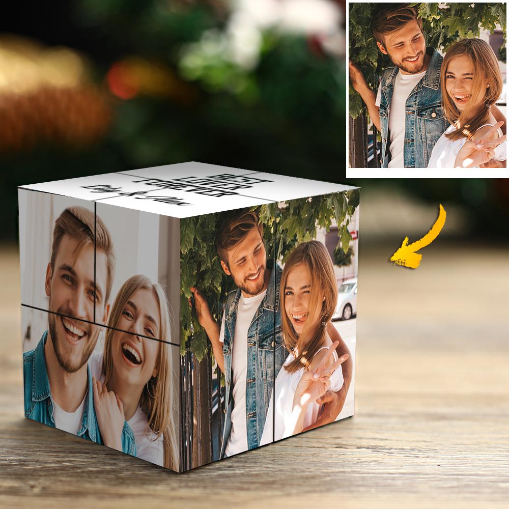 Personalizowana kostka ze zdjęciami dla pary na prezent z imionami 7x7 cm