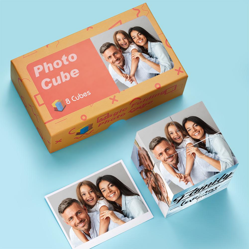 Personalizowana kostka ze zdjęciami na prezent dla rodziny, magiczna ramka