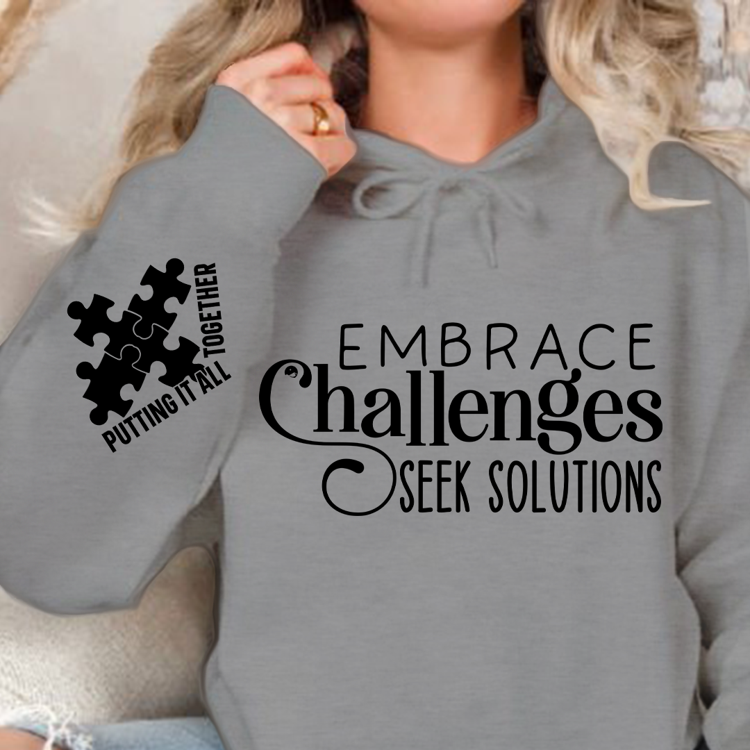 Bluza z kapturem Embrace Challenges Seek Solutions