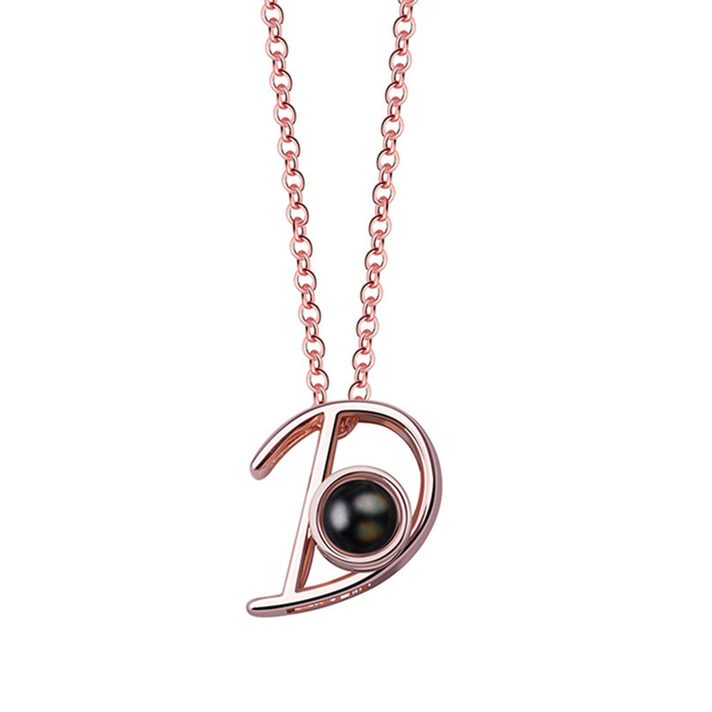 A-Z 26 Letters Custom Projection Necklace 925 Sterling Silver