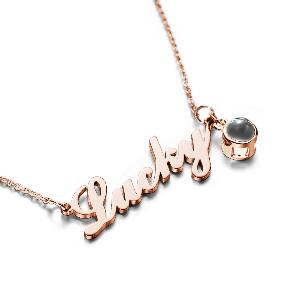 Custom Signature Lucky Name And Picture Projection Necklace Great Gift