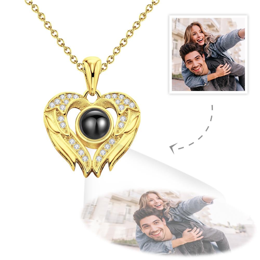 Personalized Angel Wings Photo Projection Necklace
