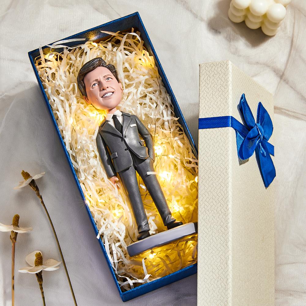 Black One Piece Business Suit for Ladies Custom Bobblehead With Engraved Text