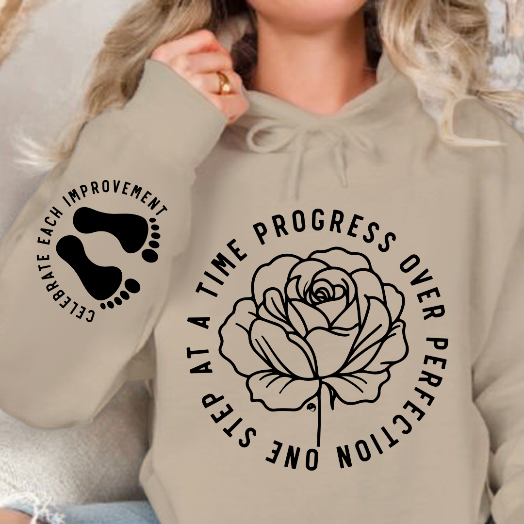 Bluza z kapturem One Step At A Time Progress Over Perfection
