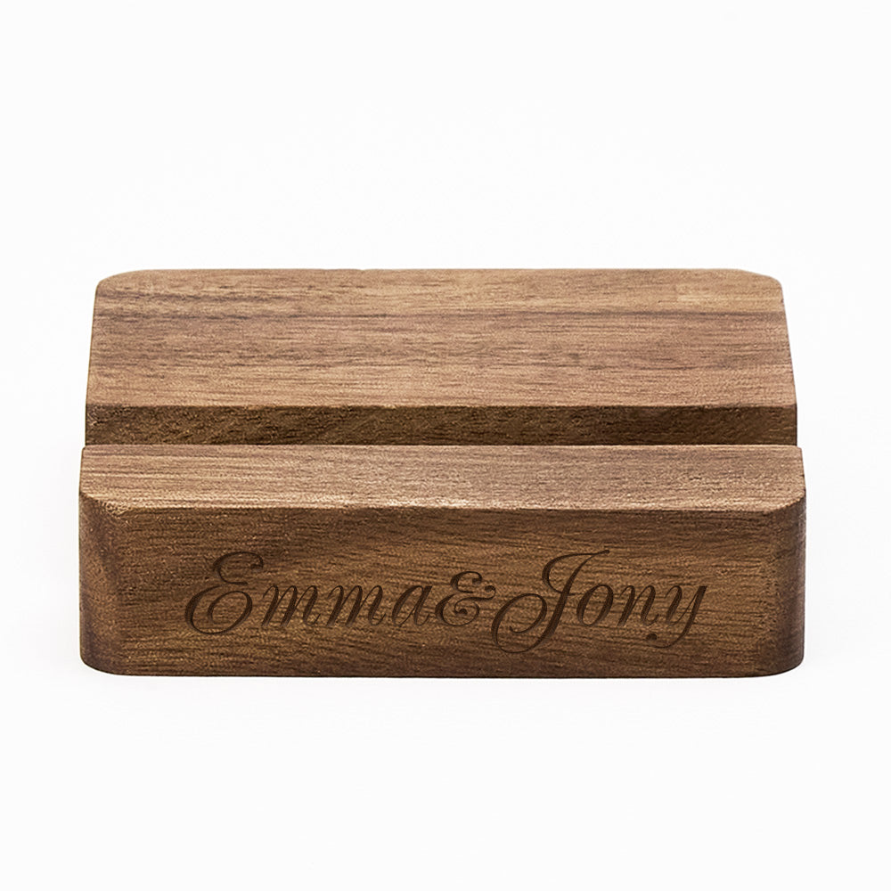 Custom Text Walnut Wooden Phone/Music Fridge Magnet Stand with Single Slot