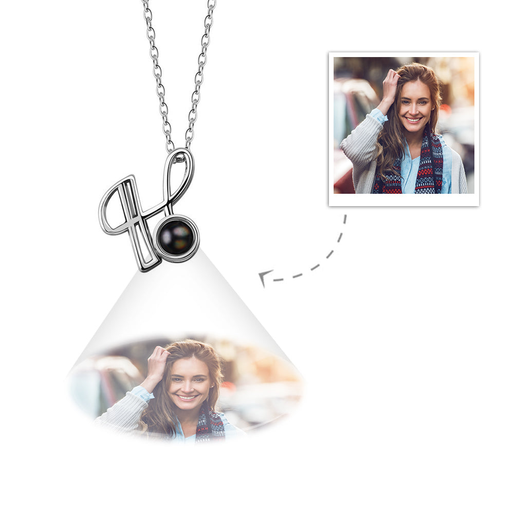 A-Z 26 Letters Custom Projection Necklace 925 Sterling Silver
