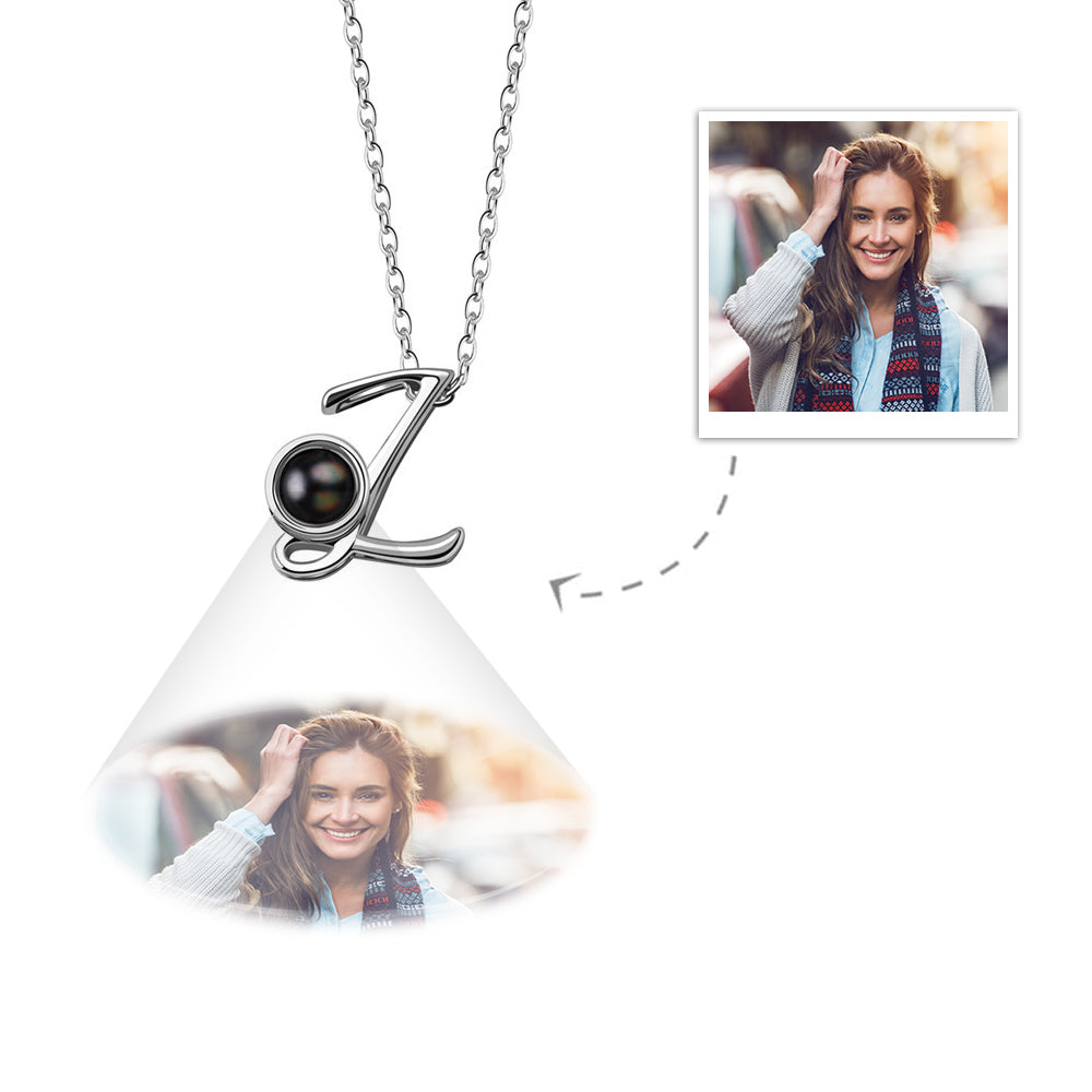 A-Z 26 Letters Custom Projection Necklace 925 Sterling Silver