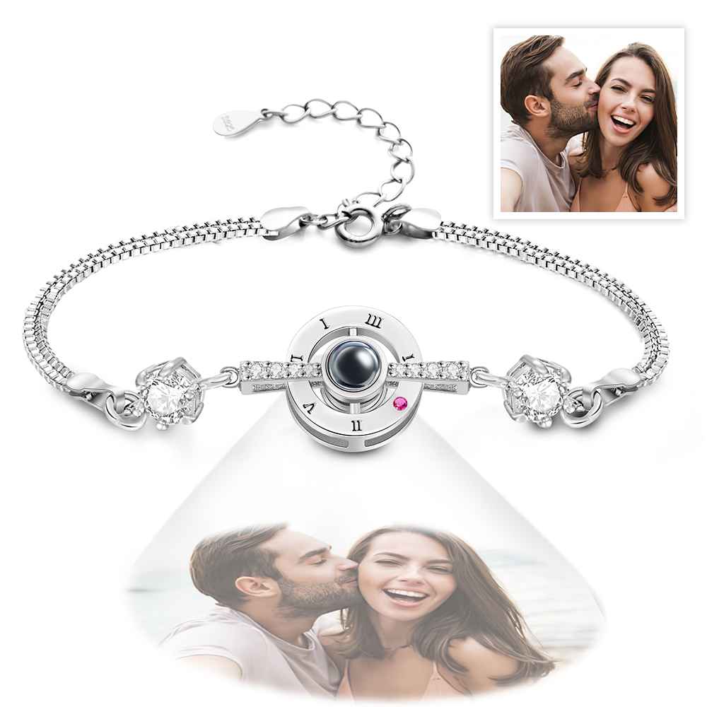 Personalized Photo Projection Bracelet Roman Numerals Elegant Bracelet For Her