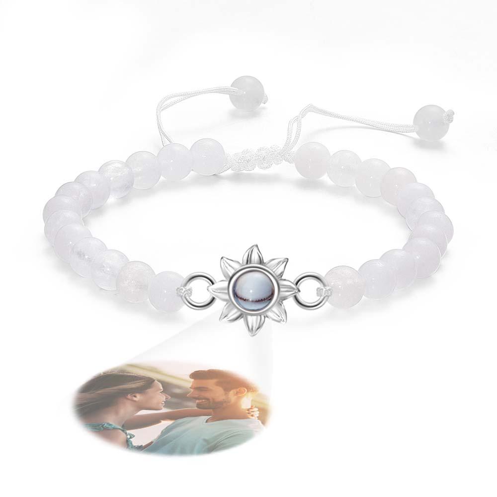 Personalized Photo Projection Beads Bracelet With Sunflower Creative Gift For Her