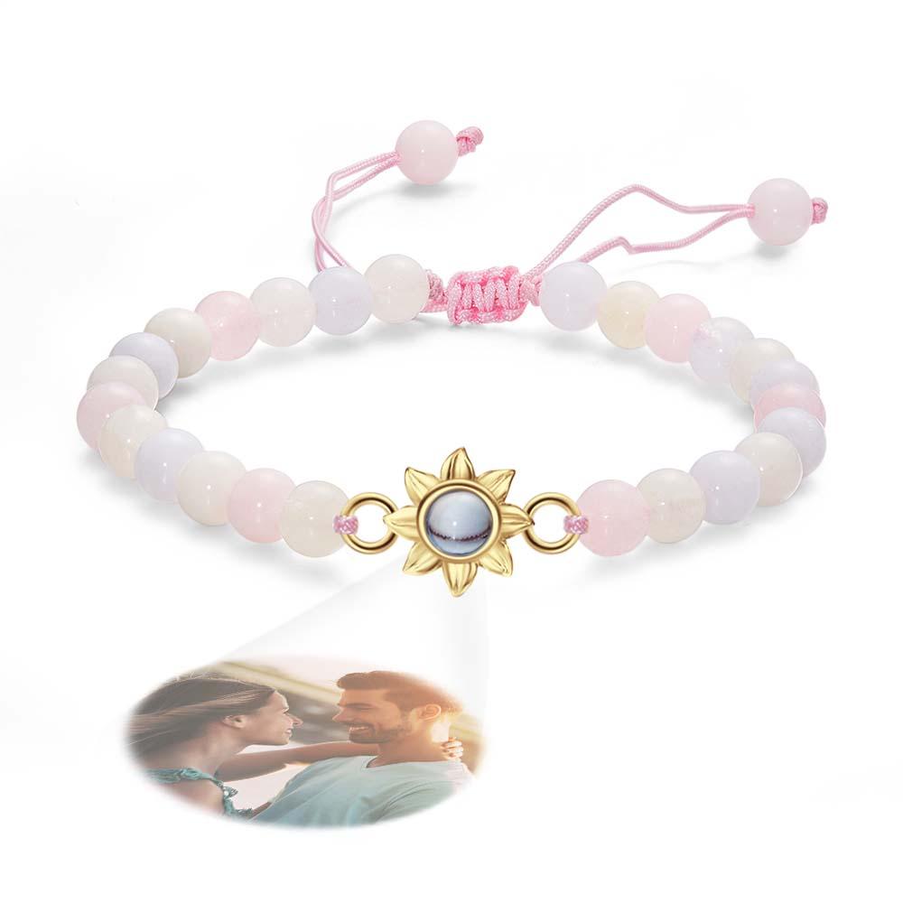 Personalized Photo Projection Beads Bracelet With Sunflower Creative Gift For Her