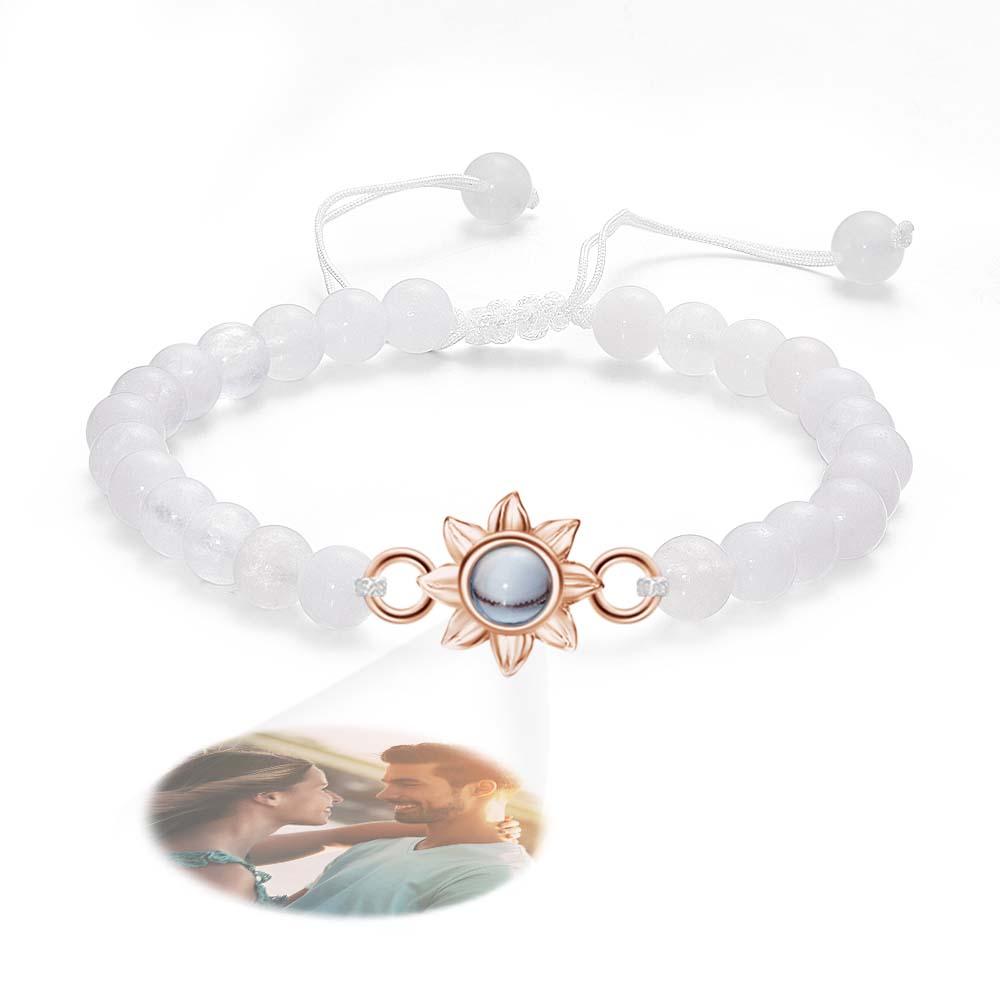 Personalized Photo Projection Beads Bracelet With Sunflower Creative Gift For Her