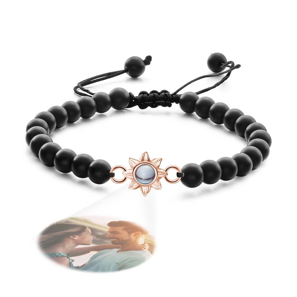 Personalized Photo Projection Beads Bracelet With Sunflower Creative Gift For Her