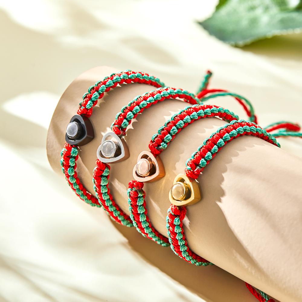 Custom Projection Photo Bracelet Weave Heart-shaped Commemorate Gifts