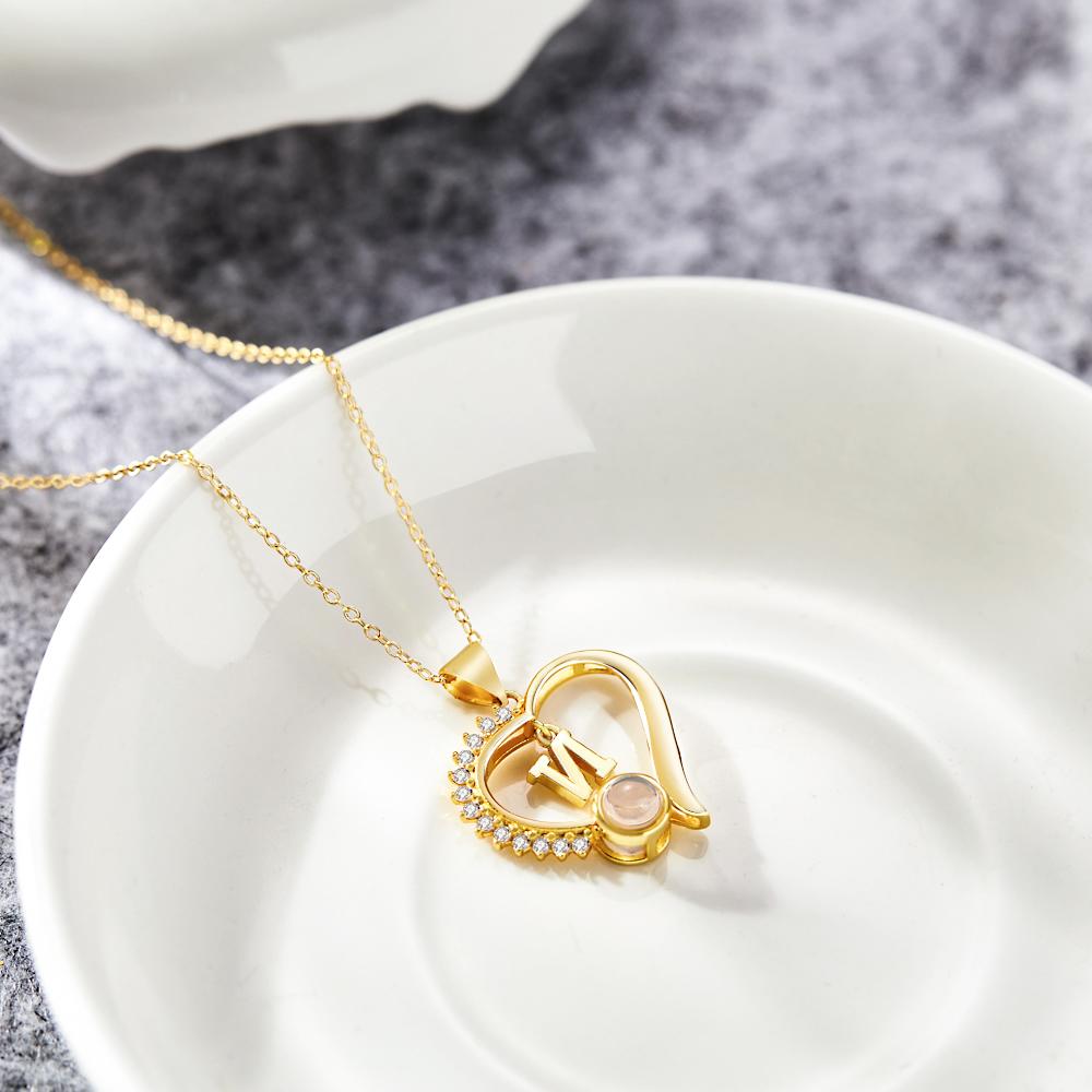 Custom Projection Necklace Custom Letter Heart-shaped Design Gifts