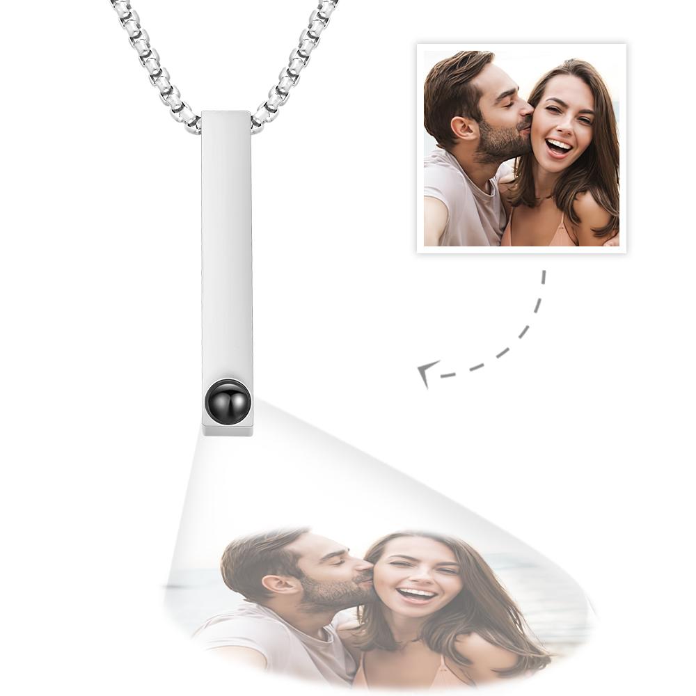 Photo Projection 3D Bar Necklace Vertical Bar Necklace Gifts For Father