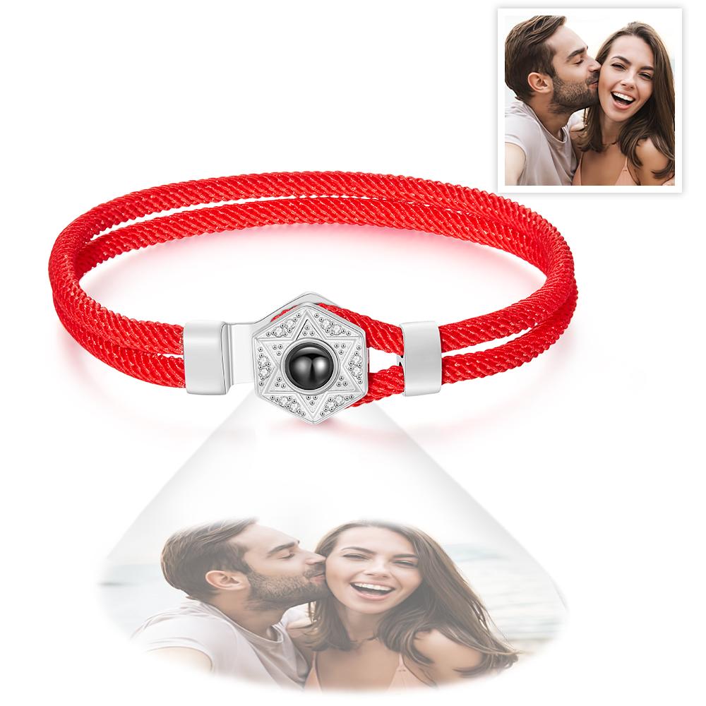 Custom Projection Bracelet Hexagram Couple Braided Bracelet S925 Silver