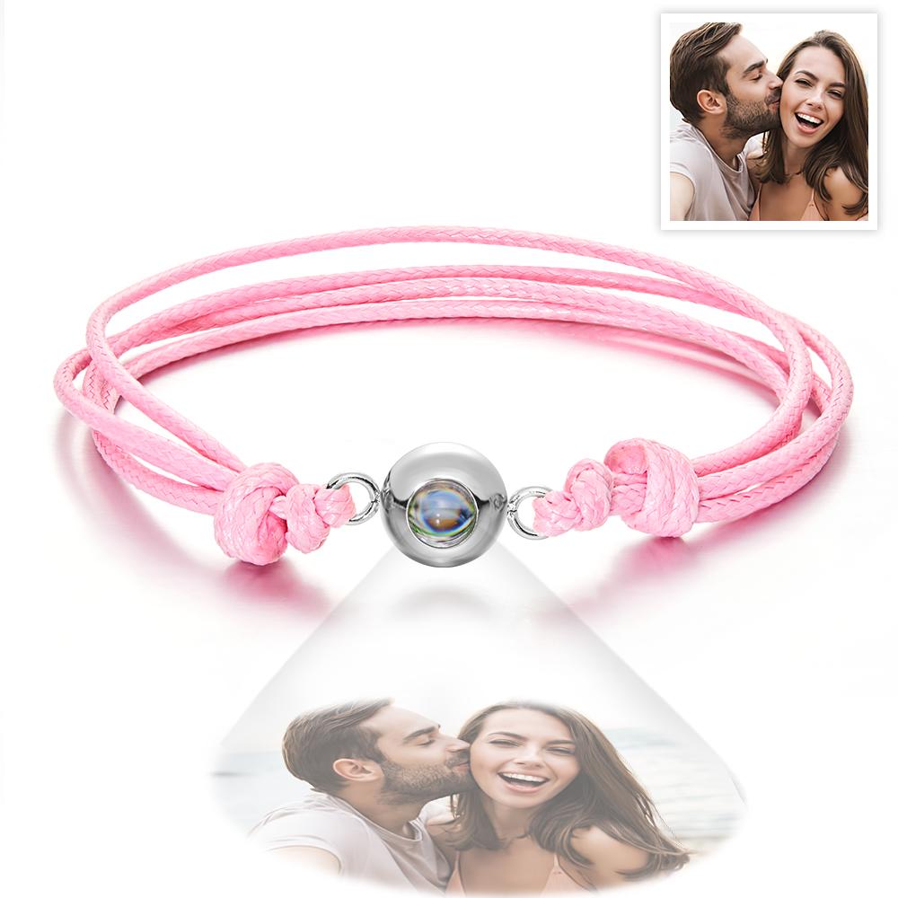 Custom Projection Photo Bracelet Weave Style Colorful Couple Gifts