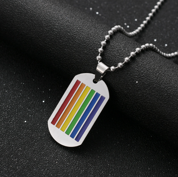 Tęczowy Naszyjnik z Grawerem dla Mężczyzn Prezent na Pride